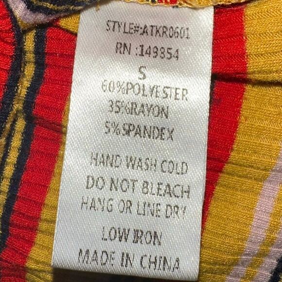 Sadie & Sage Women's Boho Wrap Tie Blouse Multicolor Striped Bell Sleeve S - Picture 3 of 5